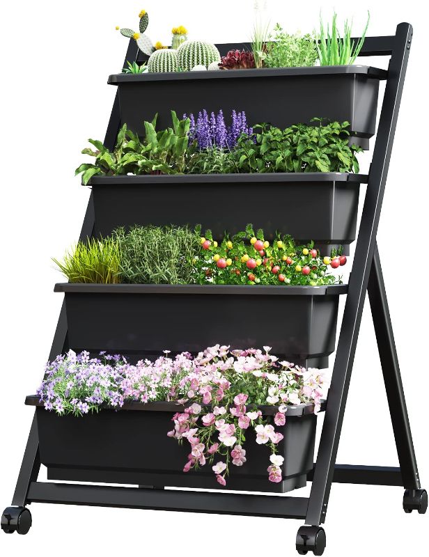 Photo 1 of **SEE NOTES**
FLEXIMOUNTS Vertical Raised Garden Bed w/Wheels,4 Tiers Freestanding Elevated Garden Planters with Lockable Caster Wheels and 4 Drainage Boxes - Green
