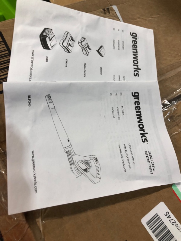 Photo 2 of **READ NOTES**  Greenworks 40V (150 MPH / 130 CFM) Cordless Leaf Blower, 2.0Ah Battery and Charger Included
