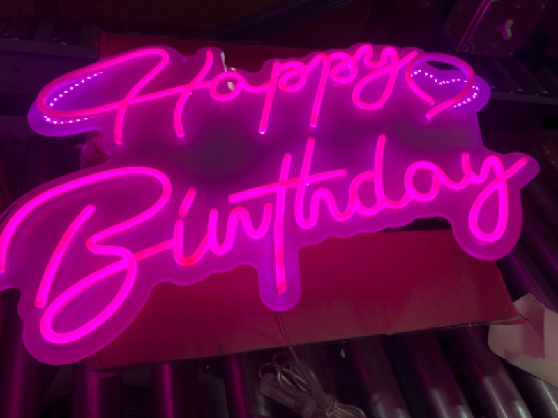 Photo 3 of **SEE NOTES**
Happy Birthday Neon Sign for Wall Decor, with Dimmable Switch, Reusable Happy Birthday Neon Light Signs for All Birthday Party Decoration(17X12inches,Pink?