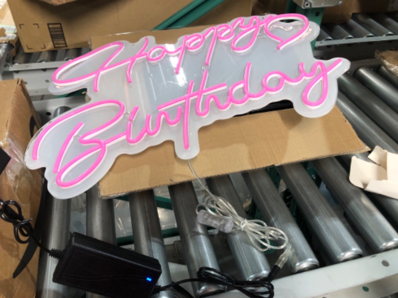 Photo 2 of **SEE NOTES**
Happy Birthday Neon Sign for Wall Decor, with Dimmable Switch, Reusable Happy Birthday Neon Light Signs for All Birthday Party Decoration(17X12inches,Pink?