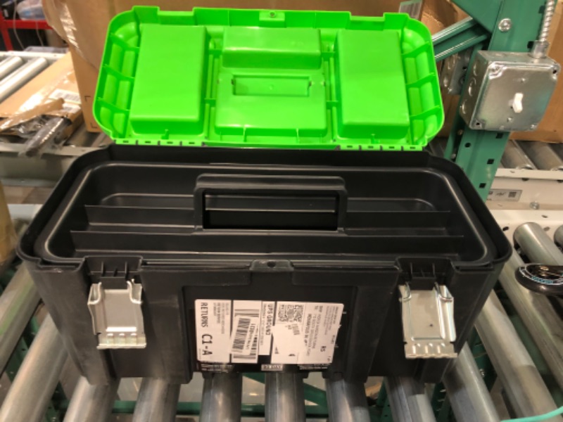 Photo 3 of **SEE NOTES**
OEMTOOLS 22160 19" Tool Box with Removable Tool Tray, Security Slot for Padlocks, Easy Access Tool Box Multiple Compartments Lid, Max. Weight 40 Lb.