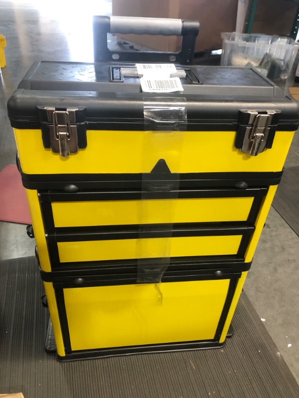 Photo 3 of STOCK IMAGE IS A REFERENCE!!*
STACKABLE Rolling Tool Box Portable Metal Toolbox Organizer with Wheels and 2 Drawers,Yellow,