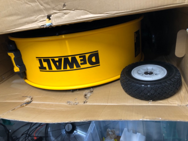 Photo 2 of DEWALT DXF-2490 High-Velocity Industrial, Drum, Floor, Barn, Warehouse Fan, Heavy Duty Air Mover with Adjustable Tilt & Large Wheel, 24", Yellow