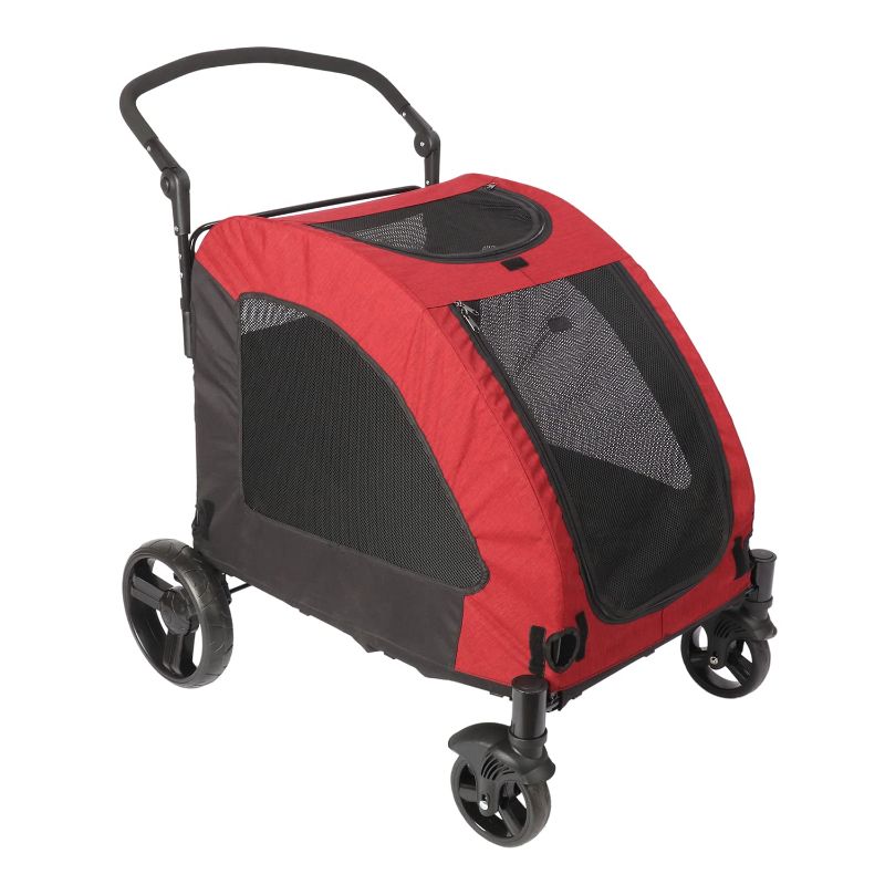 Photo 1 of Dog Stroller Foldable Pet Jogger Stroller for Single or Multiple Medium and Large Dogs Travel Carrier Breathable Animal Stroller with 4 Wheels Easily Walk in/Out Up to 120 lbs