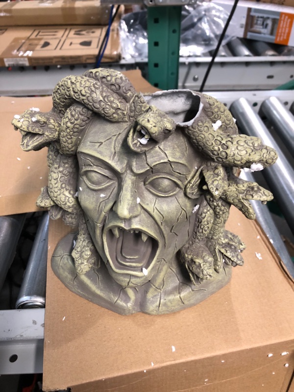 Photo 2 of Darware Resin Medusa Head Planter, Large Garden Decor Statue Flower Pot Large Gray Medusa