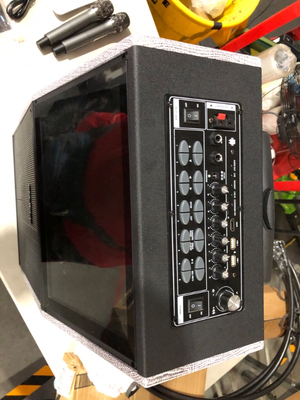 Photo 8 of ***UNTESTED - MISSING PARTS - SEE NOTES***
 MASINGO 2023 Professional Karaoke Machine with Lyrics Display Screen Grey