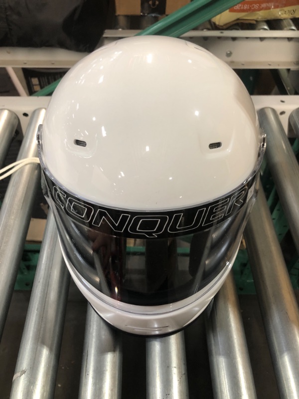 Photo 2 of Conquer Snell SA2020 Full Face Auto Racing Helmet Medium White