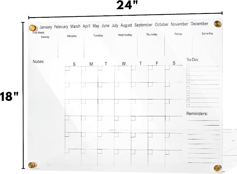 Photo 1 of Premium 24" x 18" Clear Acrylic Dry Erase Wall Calendar 