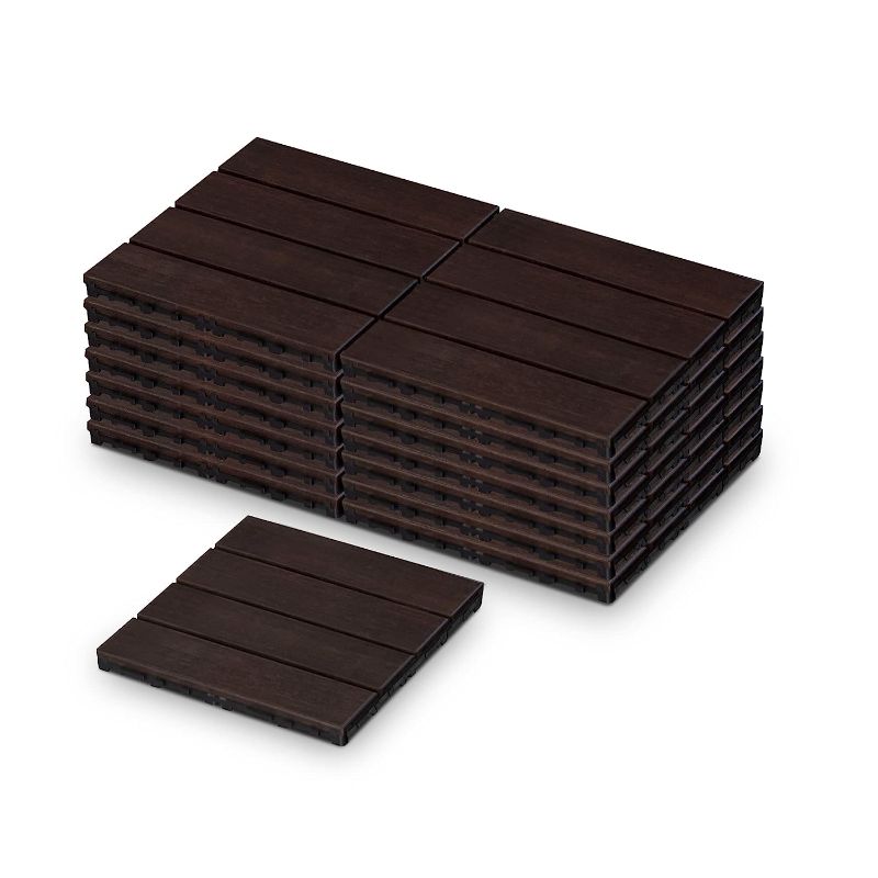 Photo 1 of **SEE PICTURES FOR COLOR**  Forevich 15 PCS Carbonized Bamboo Deck Tiles 12"x12" Outdoor Flooring Interlocking Patio Paver Tiles Waterproof 15 sq.ft Brown 15pcs Brown 15