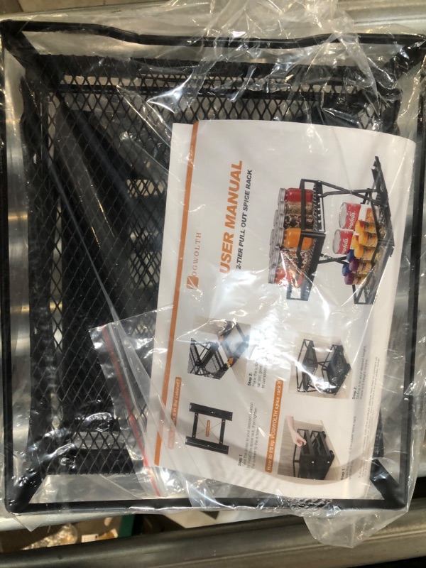 Photo 1 of Pull Out Spice Rack Organizer, Collapsible Spice Rack Pull Out Drawer 2 Tier Height Adjustable Sliding Seasoning