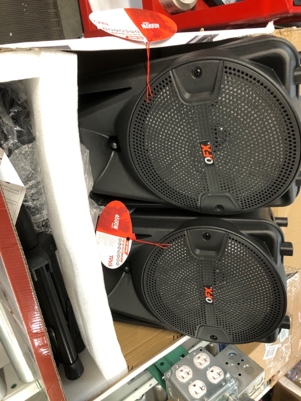 Photo 2 of PBX-800TWS 8-Inch Bluetooth Stereo PA System Comes with 2X 8 Speakers and 2X Stands, 2X Microphones, and a Remote Control