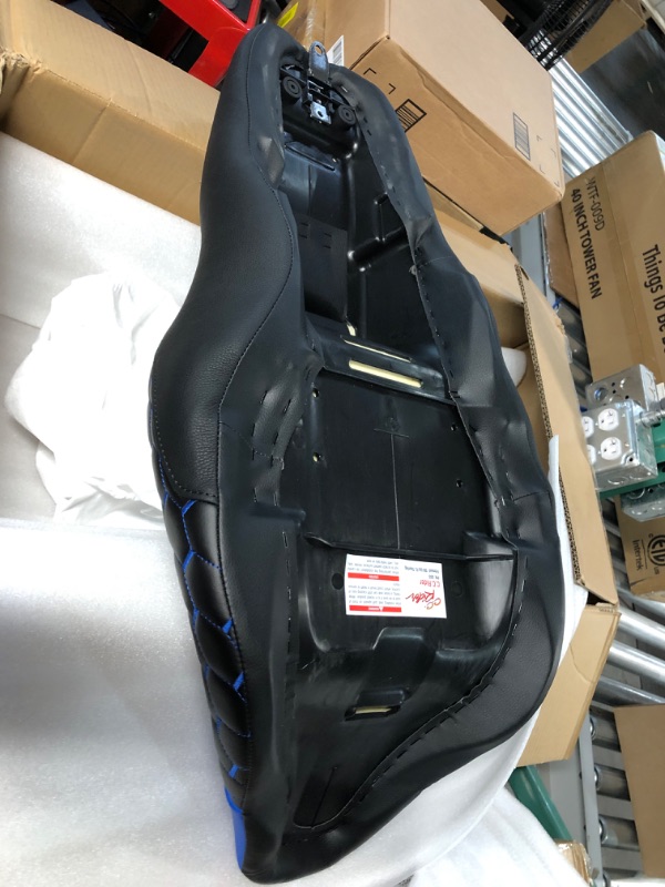 Photo 3 of C.C. RIDER Passenger Rider Touring Seat - Hexagon Stitching Seat for Harley Davidson Touring Road King Street Glide Road Glide Electra Glide CVO 2009-2023 Black Blue