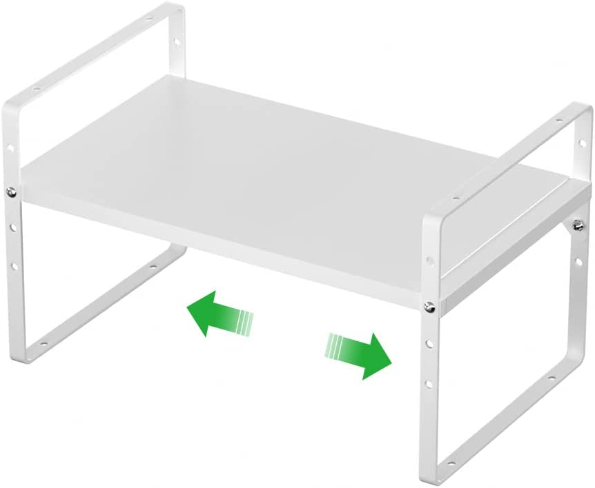 Photo 1 of Cabinet Organizer Shelf Expandable Cabinet Space Rack Stackable, 10.24" W,White White 14''L 11"D  X 9.84''H -1PCS