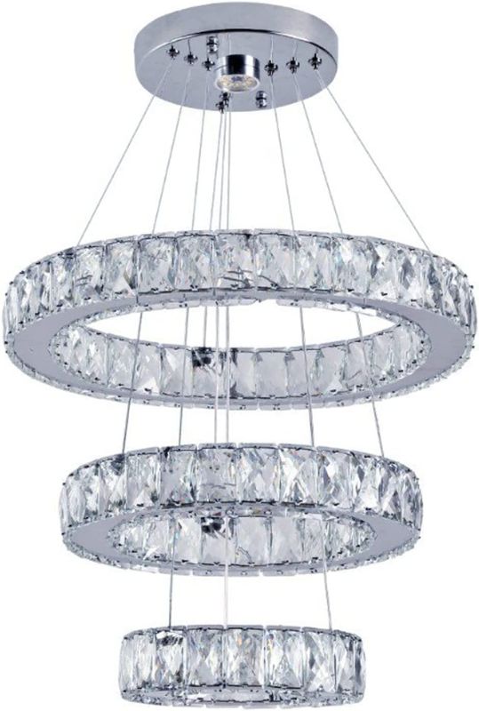 Photo 1 of Modern 3 Rings Crystal Pendant Ceiling Light Fixture