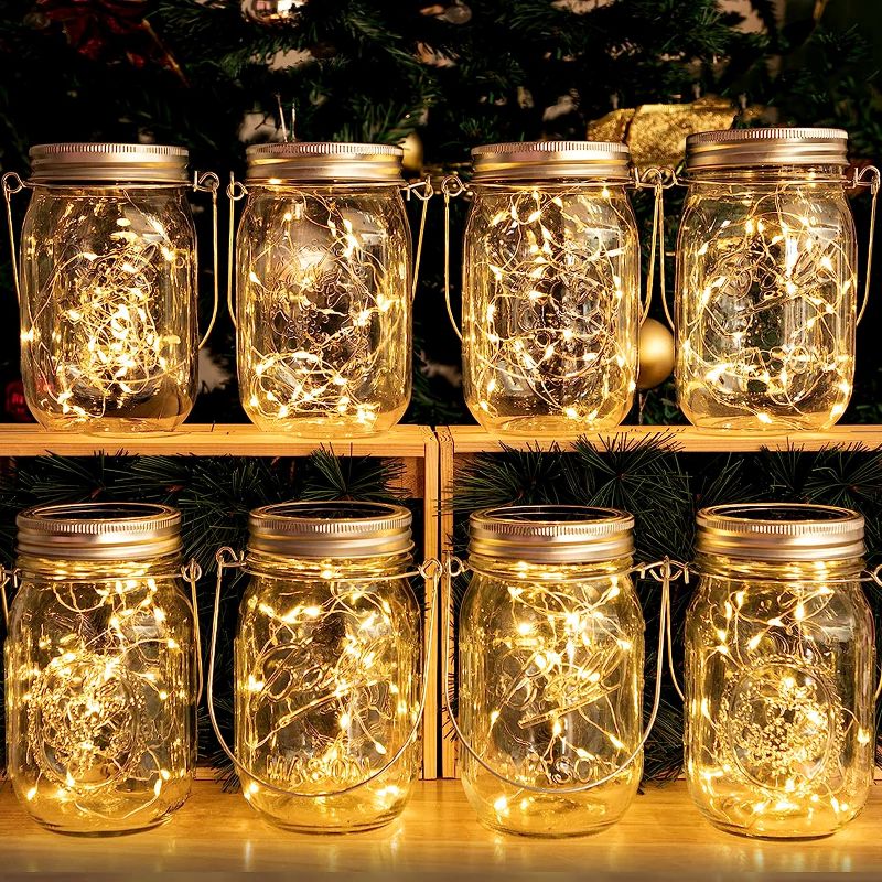 Photo 1 of *USED* *STOCK PHOTO FOR REFERENCE* Cooo 8 Pack Lanterns Solar Powered 30LED Mason Jar Lights - Warm White