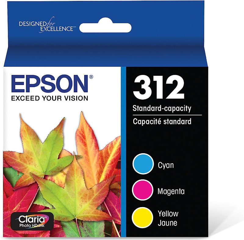 Photo 1 of EPSON T312 Claria Photo HD -Ink Standard Capacity (T312923-S) for select Epson Expression Photo Printers, Cyan,Magenta and Yellow
