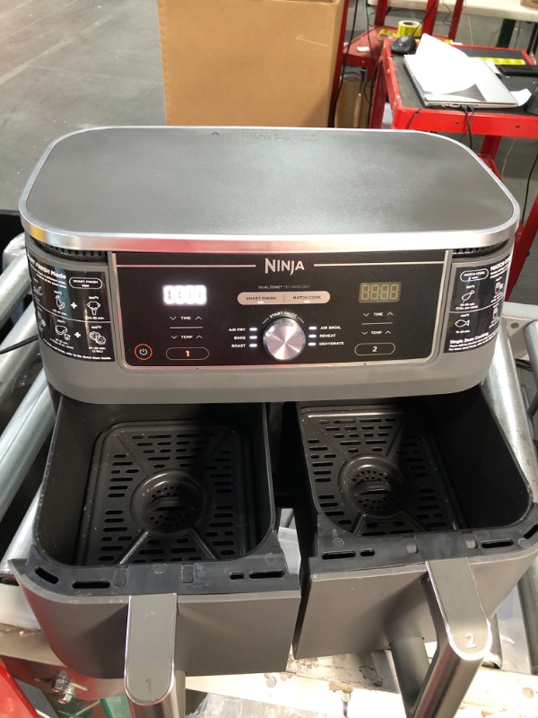 Photo 2 of * USED * 
Ninja DZ401 Foodi 10 Quart 6-in-1 DualZone XL 2-Basket Air Fryer Grey