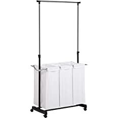 Photo 1 of * MISSING HAMPER BAGS * 
Honey-Can-Do Rolling Laundry Cart with Hanging Bar