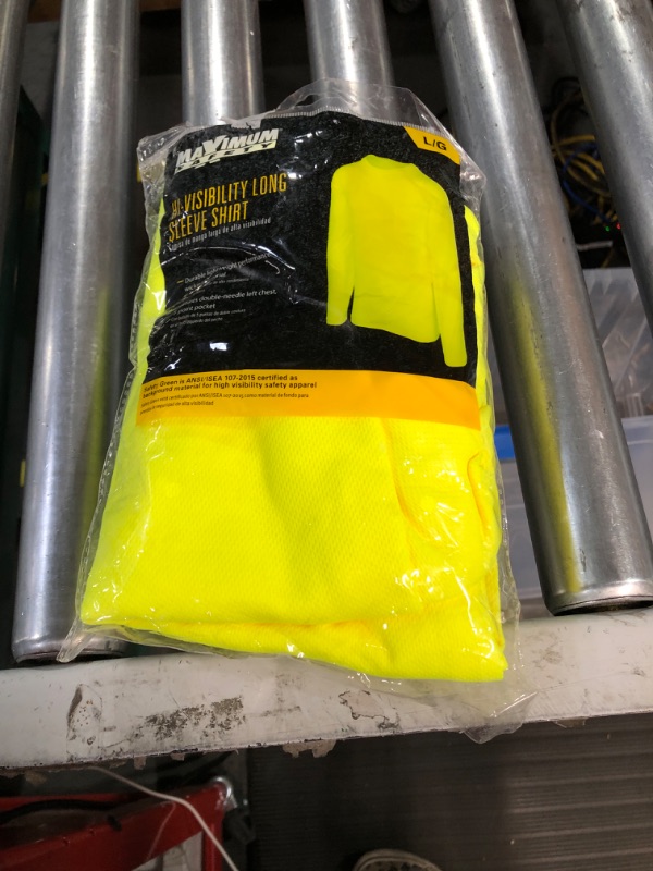 Photo 2 of Men's Large Hi-Vis Yellow Long-Sleeve Safety Shirt