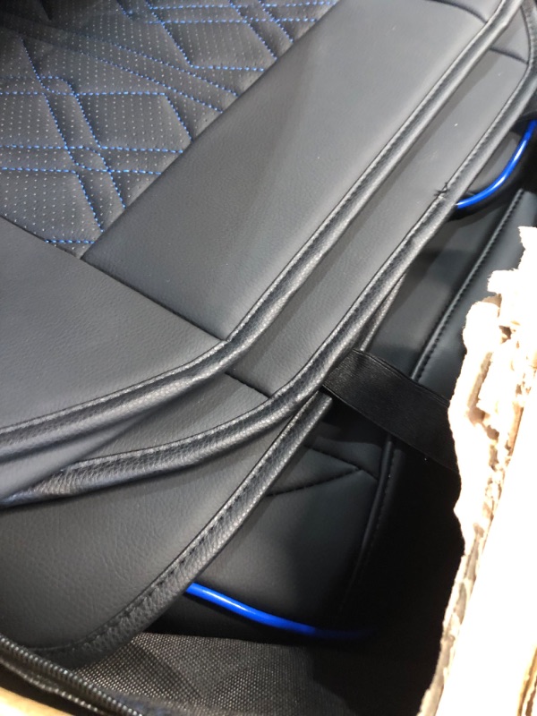 Photo 6 of Huidasource Car Seat Covers Full Set, Leather Vehicle Cushion Covers, Black&Blue 5pcs