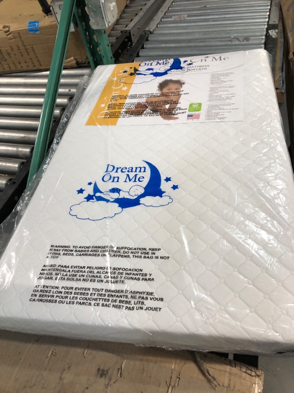 Photo 2 of Dream On Me Holly 3” Fiber Portable, Greenguard Gold Certified, Waterproof Vinyl Cover, Lightweight Mini Crib Mattress