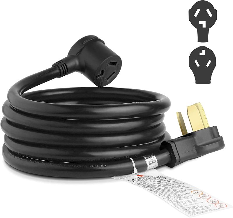 Photo 1 of 10FT 3 Prong Dryer Extension Cord, NEMA 10-30P to 10-30R Heavy Duty Extension Cord, 30Amp 125V/250V 7500W STW Power Cord (Black)