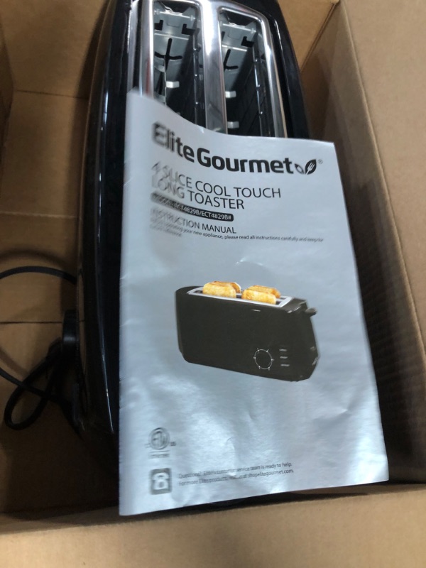 Photo 4 of *STOCK PHOTO FOR REFERENCE ONLY* ELITE GOURMET Toaster 4 Slice, Black Toaster