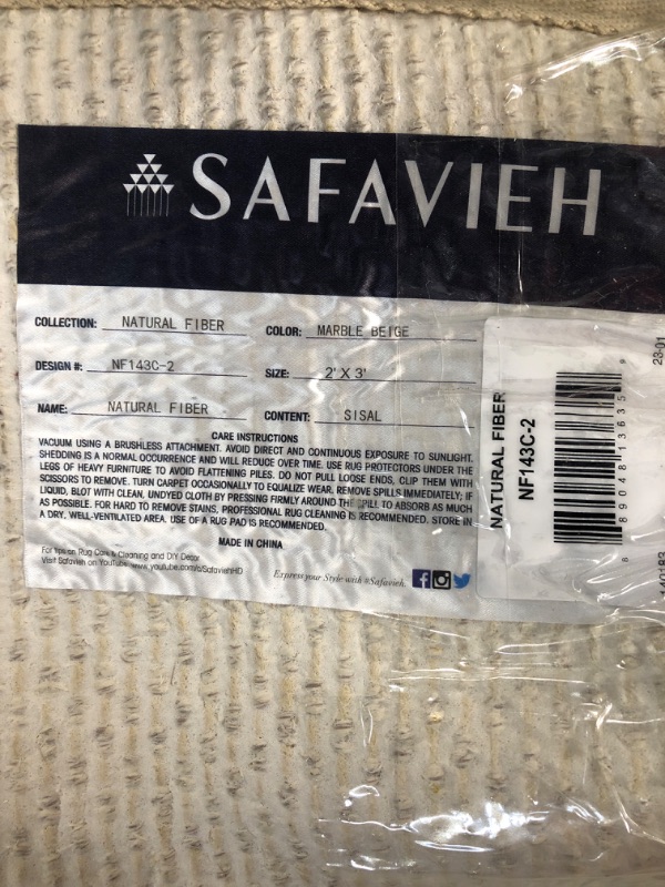 Photo 1 of *USED*SAFAVIEH Natural Fiber Collection Accent Rug - 2' x 3', Marble & Beige