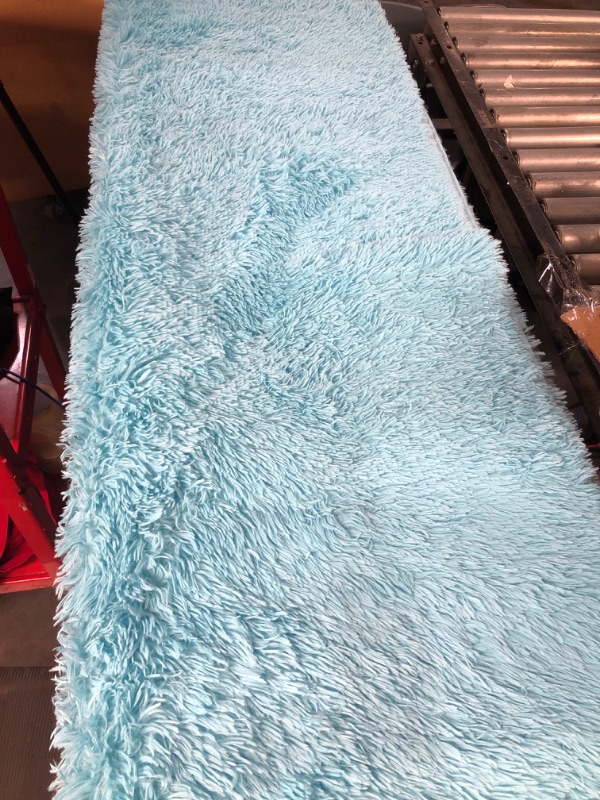 Photo 3 of *USED*Ompaa Ultra Soft Shaggy Rugs Fluffy Bedroom Carpet,Teal Blue 4x6 Feet