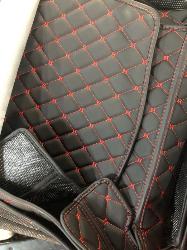 Photo 2 of FH Group F12003BURGUNDY Universal Fit Diamond Pattern Faux Leather Beige Automotive Floor Mats fits Most Cars, SUVs, and Trucks