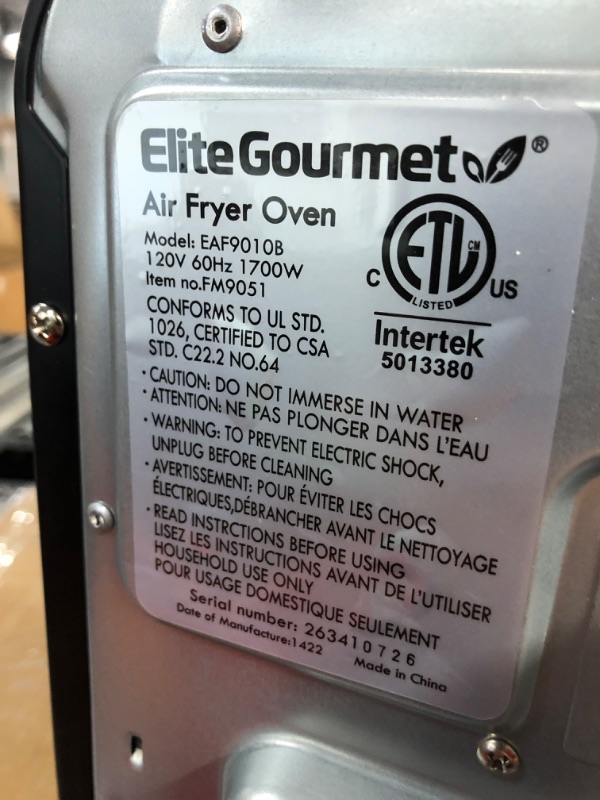 Photo 5 of Elite Gourmet All Steel Exterior, 24.5Qt. French Door Air Fryer 