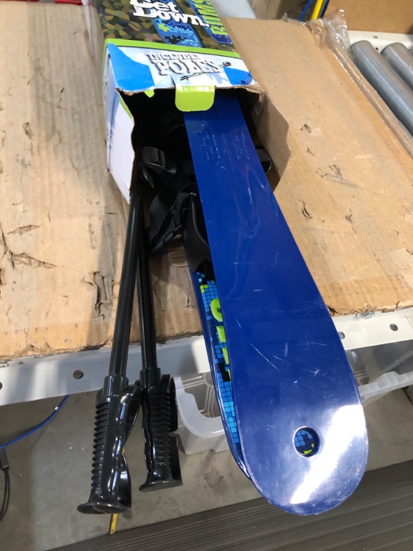 Photo 2 of * USED * 
Lucky Bums Beginner Plastic Skis with Poles - 70 cm