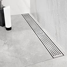 Photo 1 of  36-Inch Linear Shower Drain with Removable Quadrato Pattern Grate