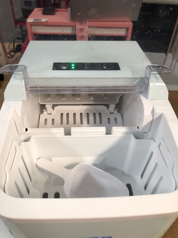 Photo 1 of * USED * 
XDS Ice Maker Countertop, Self-Cleaning Ice Maker with Ice Scoop and Basket, Make 27 Lbs Ice in 24 hrs, 9 Ice Cubes Rready in 6-8 Mins, White