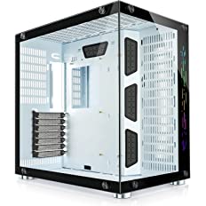 Photo 1 of GIM ATX Mid-Tower Case White Gaming PC Case 2 Tempered Glass Panels & Front Panel RGB Strip Gaming Computer Case Desktop Case USB 3.0 I/O Port, Magnet Dust Filter, Water-Cooling Ready (White-Glass)