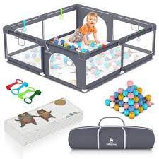 Photo 1 of  Foldable Baby Playpen, Extra Large Play Pen for Babies and Toddlers, Baby Fence Play Yard, Safety Kids Portable Playpin Indoor&Outdoor (59"×71")