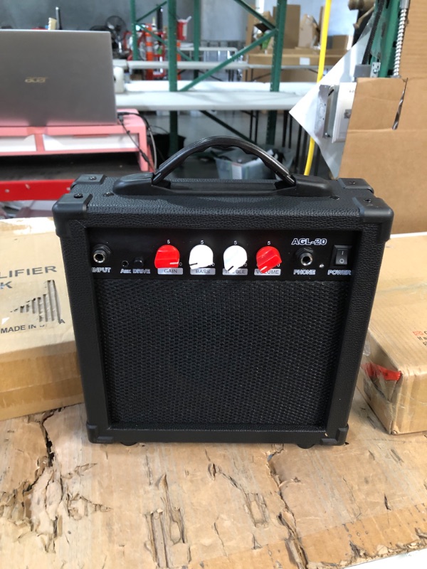 Photo 2 of Electric Guitar Amp 20 Watt Amplifier Built In Speaker Headphone Jack And Aux Input Includes Gain Bass Treble Volume And Grind - Black