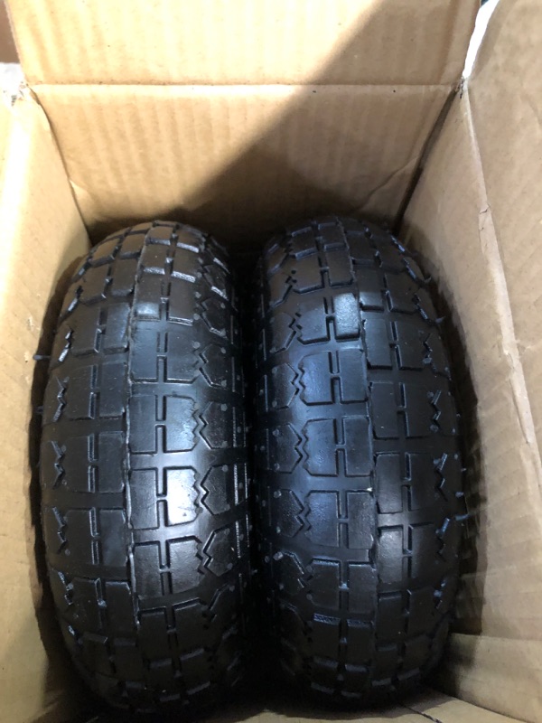 Photo 3 of 4 Pack 10” Heavy-Duty Replacement Tires and Wheels - 4.10/3.50-4” With 10” Inside Tube, 5/8” Axle, 1 3/4” Offset Hub, Double Sealed Bearings Suitable for Hand Truck, Dolly, and Gorilla Cart By RamPro 4 PACK 10 Inch