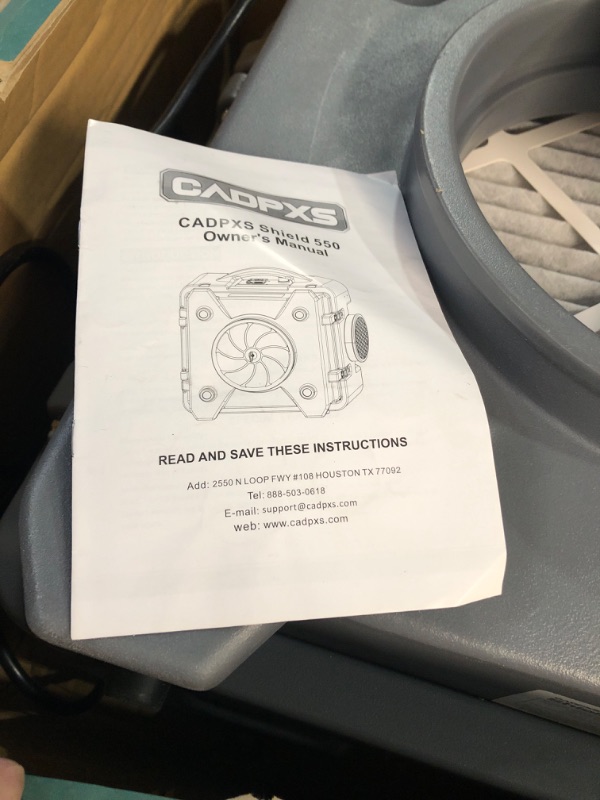 Photo 3 of CADPXS 550CFM Air Scrubbers with 3 Stage Filtration System & MEVR-10 Filter, Commercial Air Scrubber for Damage Restoration, Stackable Negative Machine with Daisy-Chain GFCI Duplex, Grey 550 air scrubbers Grey