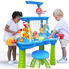 Photo 1 of  Kids Sand Table | 3-Tier Outdoor Water Play Toys for Toddlers Kids | Sensory Summer Beach Toys for Outside Backyard for Toddlers Age 3-5