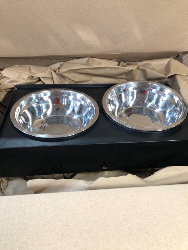 Photo 1 of  Elevated Dog Bowls 4 Adjustable Heights, Raised Dog Bowl for Large Medium Small Dogs and Pets, Dog Bowl Stand with 2 Stainless Steel Dog Food Bowls
