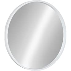 Photo 2 of  Round Wood Wall Mirror, 21.6" Diameter, White, Modern Wall Décor Accent