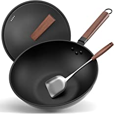 Photo 1 of  Nonstick Wok, 13-Inch Carbon Steel Wok Pan with Lid Woks 