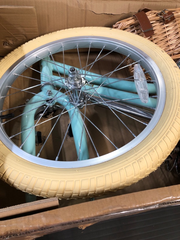 Photo 2 of * USED * 
18 Inch Steel Frame Child Bicycle with Kickstand, Wicket Basket, Handlebar Bell, Training Wheels, and Adjustable Seat