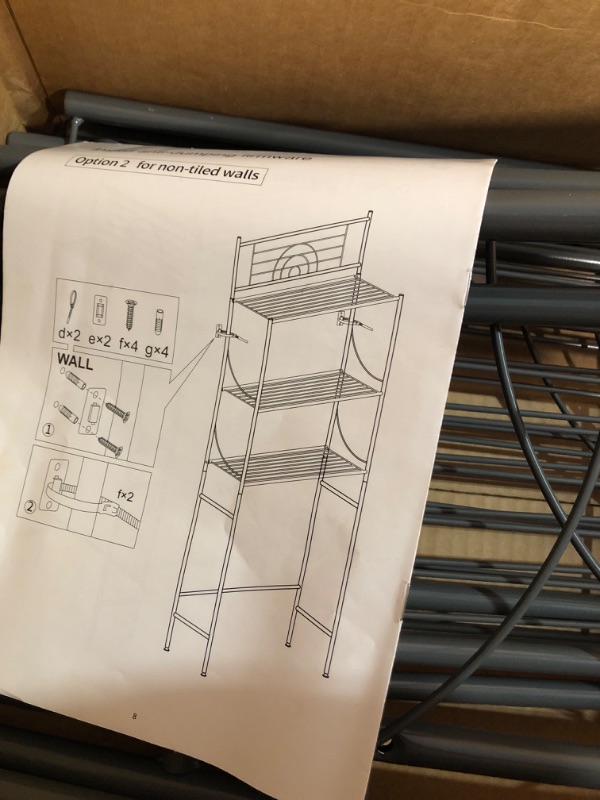 Photo 3 of * USED * 
MallBoo Toilet Storage Rack, 3 -Tier Over-The-Toilet Bathroom Spacesaver - Easy to Assemble,9.5" D x 26.7" W x 64.4" H(Gray) Grey