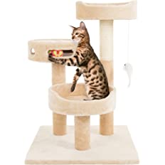 Photo 1 of  3-Tier Cat Tower Collection - 2 Carpeted Napping Perches, Sisal Rope Scratching Post