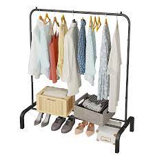 Photo 1 of JIUYOTREE Metal Clothing Rack 43.3 Inches Clothes Garment Coat Rack with Bottom