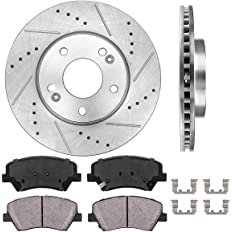 Photo 1 of Callahan BRAKE PARTS Front Drilled Slotted Brake Disc Rotors and Ceramic Brake Pads + Hardware Kit PSC1566578
