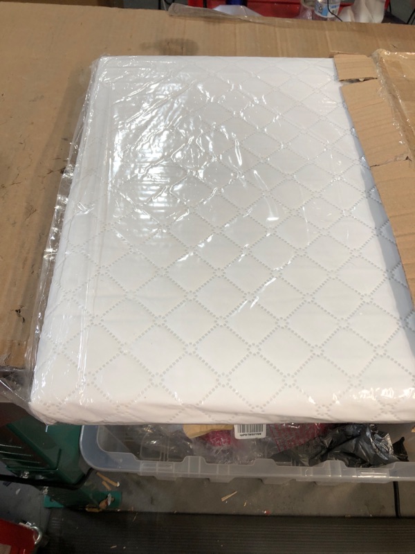 Photo 2 of Dream On Me Universal Cradle Mattress | Waterproof | 2” Fiber Core | Cradle Mattress | Greenguard Gold Certified | 36" x 18" White Check Vinyl Cover