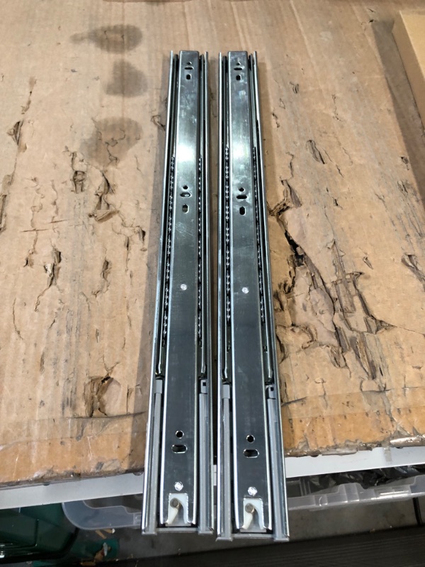 Photo 2 of  Pair of 20 Inch Hardware 3-Section Full Extension Ball Bearing Side Mount Drawer Slides,100 LB Capacity Drawer Slide